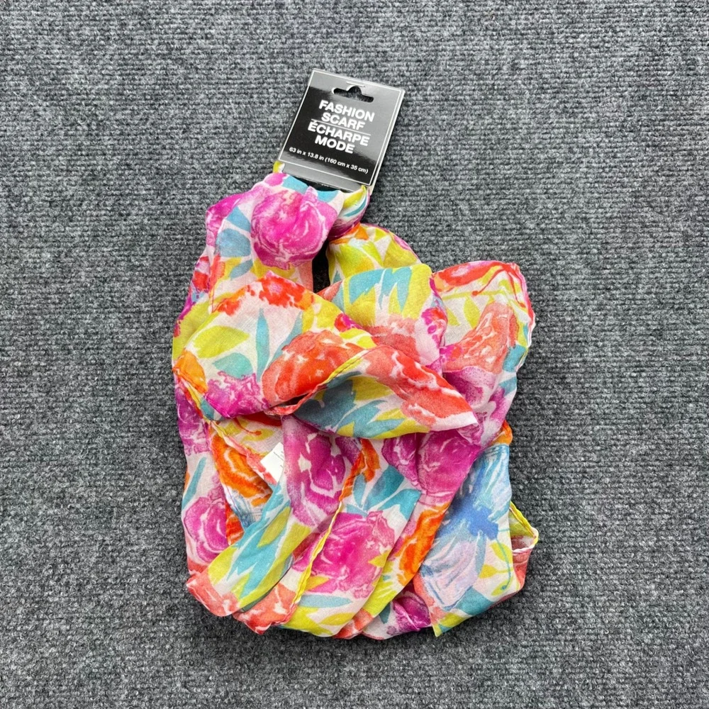 Unbranded Floral Lightweight Spring Summer Multi-Color Oblong Fashion Scarf